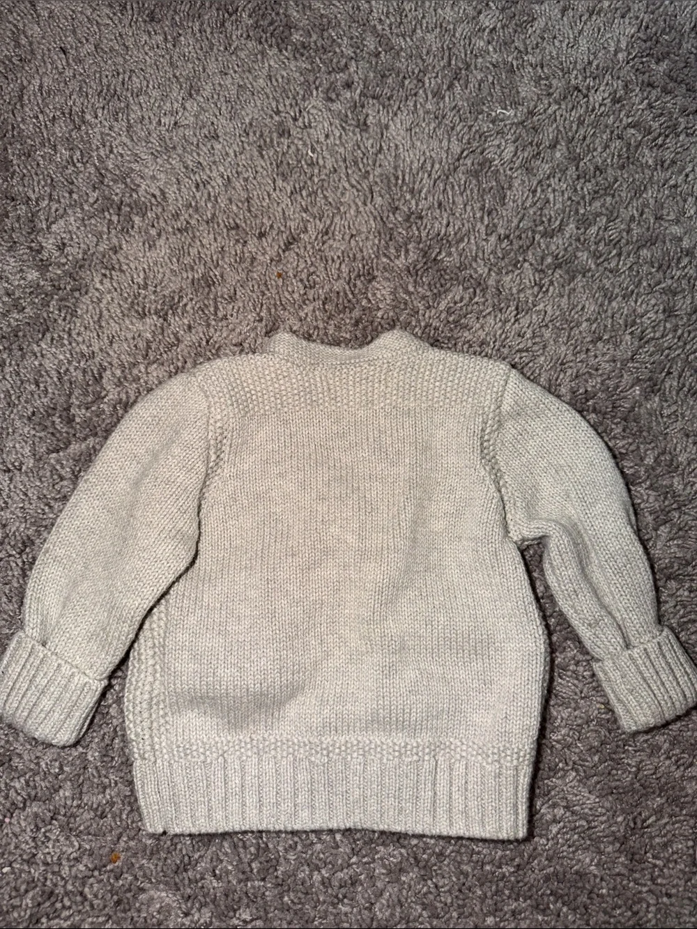 Ralph Lauren Shawl Collar Baby Cardigan - Light Gray with Navy Logo